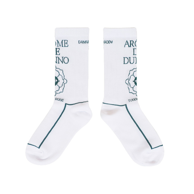 Female Spring Summer Tudor Rose Series 200-pin Design Creative Personality Men Crew Socks Cotton Socks